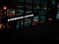 Starbucks store at night